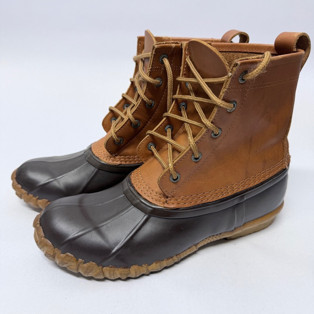 Cabelas  Mens Duck Boots Brown Tan Leather Waterproof Steel Shank Size 9